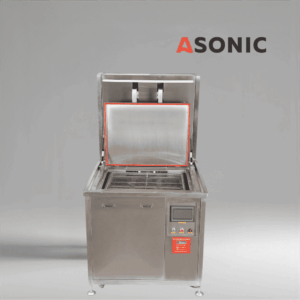 ASONIC IND-2000 Limpiador ultrasónico neumático de alta resistencia con elevador neumático automático para herramientas y maquinaria de gran tamaño.