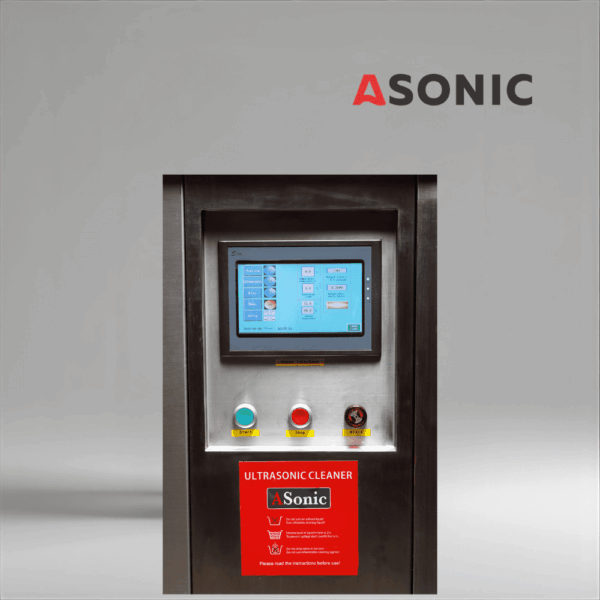 AONIC-IND-2000Pneumatic-5 ASONIC IND-2000 Pneumatic industrial ultrasonic cleaner with large tank and pneumatic lift for heavy-duty parts.