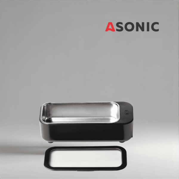 ASONIC HOME-450black ultrasonic cleaner, modern black design for precise home cleaning of small valuables.