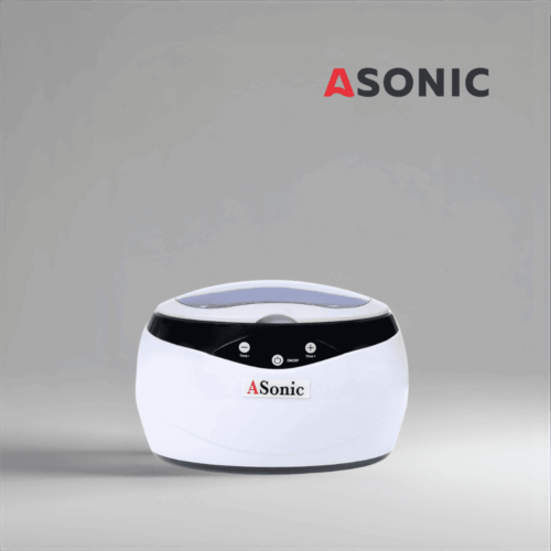 ASONIC HOME-650 ultrasonic cleaner, designed for daily home use, compact unit for jewelry and glasses.