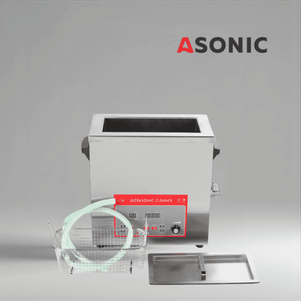ASONIC IND-80 compact ultrasonic cleaner, providing reliable cleaning results in labs and clinics.
