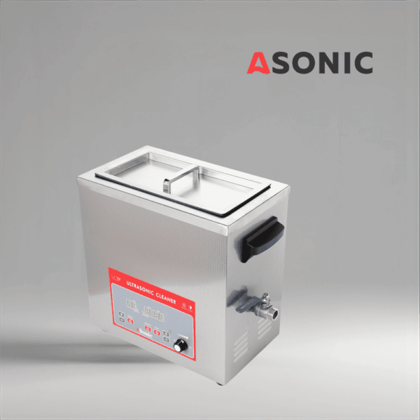 ASONIC IND-80 ultrasonic tank, ideal for cleaning delicate instruments, tools and optical devices.