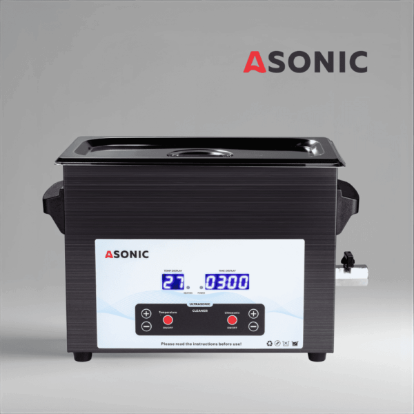ASONIC MED 5L ultrasonic cleaner in black with closed lid for professional medical use.