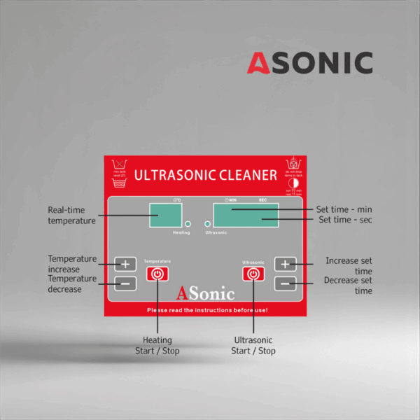 ASONIC PRO-20 ultrasonic bath for households, compact system designed for jewelry and glasses.