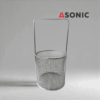 ASONIC stainless steel round basket with handle Ø75mm, designed for ultrasonic cleaning of jewelry and fine tools.