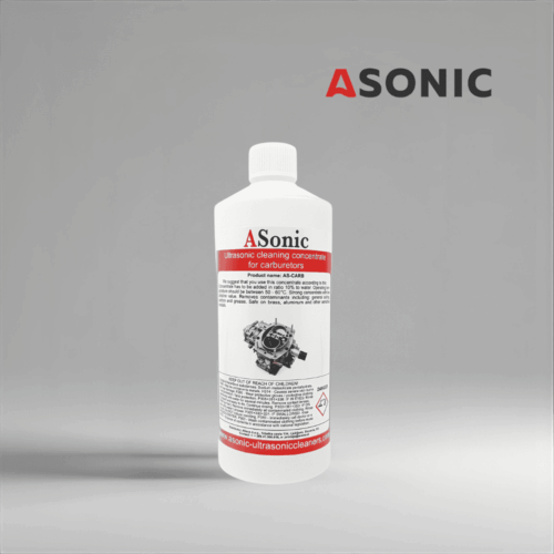 ASONIC AS-CARB-1 ultrasonic carburetor cleaning solution, 1L concentrate for engines and automotive components.