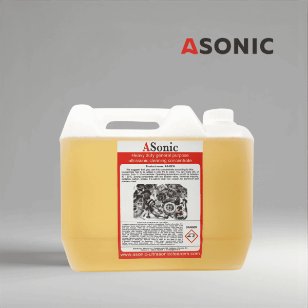 ASONIC AS-GEN-5 general-purpose ultrasonic detergent, 5L solution for tools, instruments and industrial components.