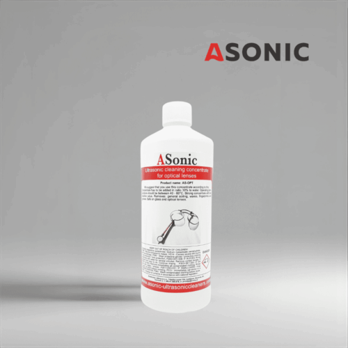 ASONIC AS-OPT-1 optical ultrasonic cleaning solution, 1L bottle for safe cleaning of lenses, glasses and optical devices.