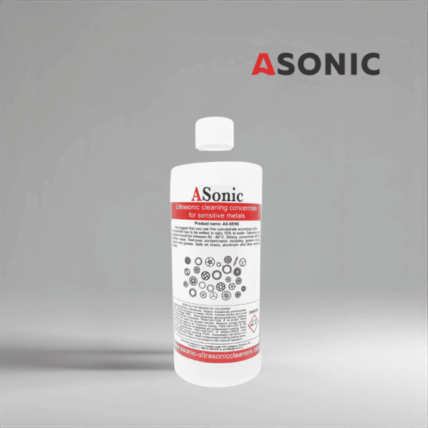 ASONIC AS-SENS-1 ultrasonic sensitive cleaner, 1L solution for safe cleaning of fragile tools, optics and medical items.