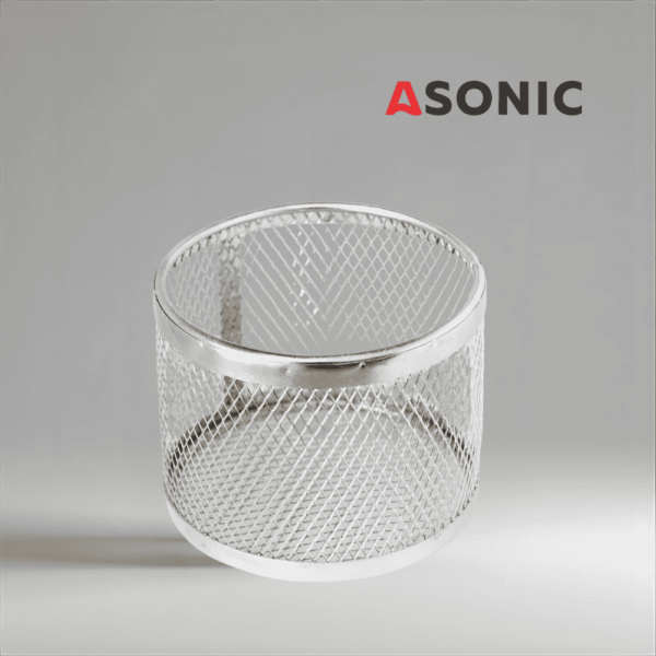 PROMED-small-basket-fi75mm ASONIC stainless steel round basket Ø75mm for ultrasonic baths, compact accessory for precision cleaning.